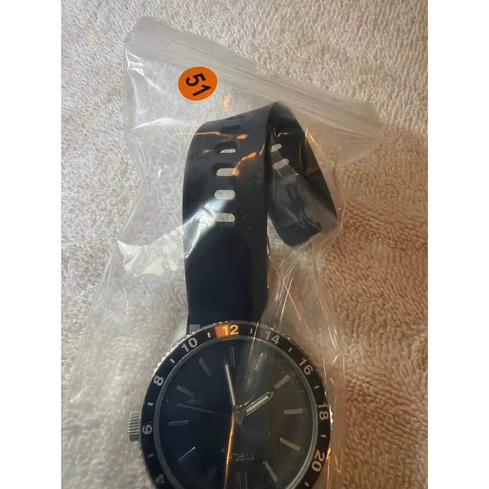 iTECH Duo 3673 Men's Black Dial Wristwatch 24 Hour Bezel Stainless Steel Back